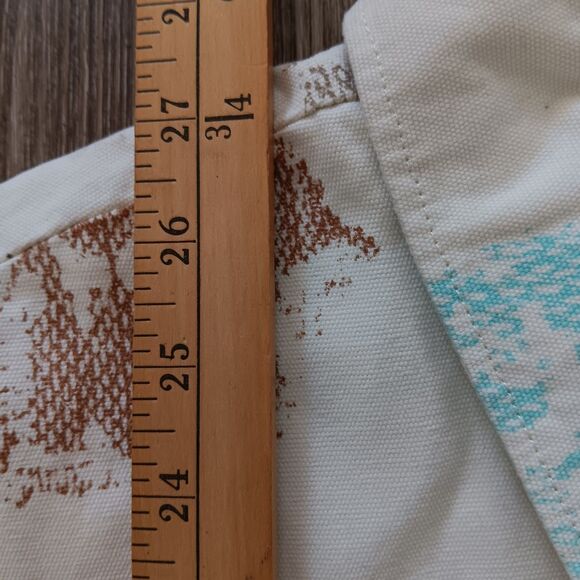 Denim Coat Jacket Women Medium Organic Cotton Zip Front Pockets Cream Floral NWT - Picture 9 of 15